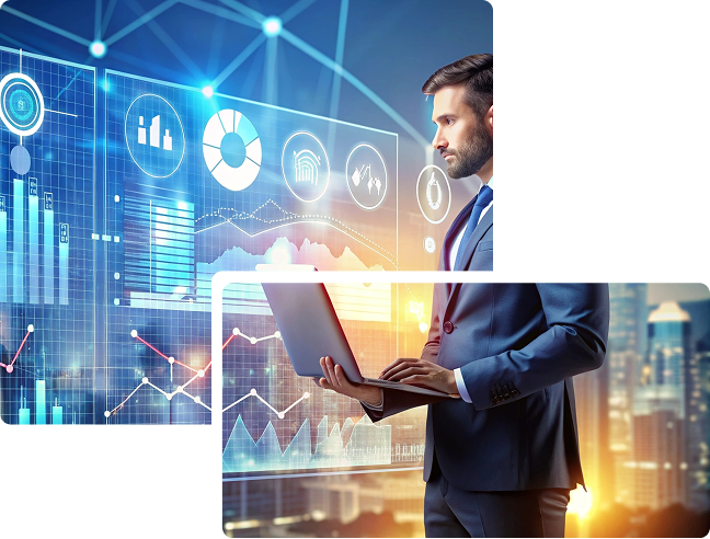 Mann arbeitet an Tablet in einem Serverraum, symbolisiert Datenmigration und IT-Services